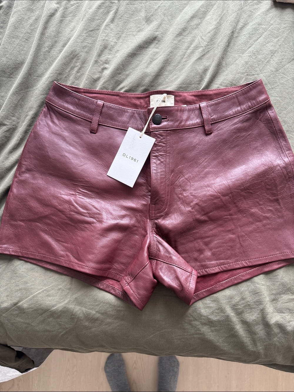 DL1961 Women's Leather Shorts in Plum Pink